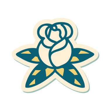 Tek bir gülün geleneksel stiliyle dövme çıkartması