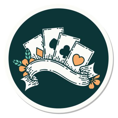 Geleneksel kart ve pankart stili dövme etiketi