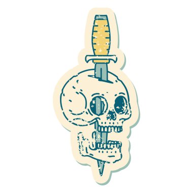 Bir kafatasının sembolik depresif dövme görüntüsü