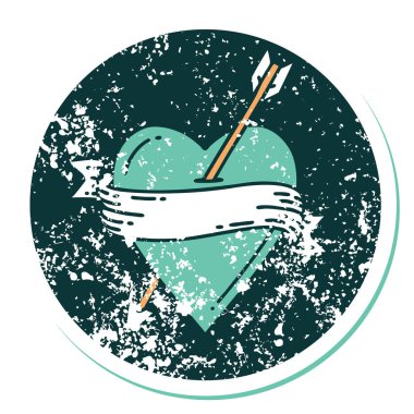 ok kalbi ve pankartın sembolik dövmeli görüntüsü