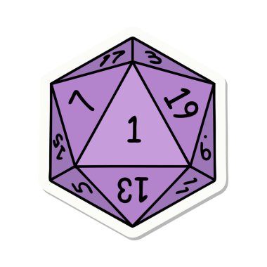 Doğal 1 D20 zar atma etiketi