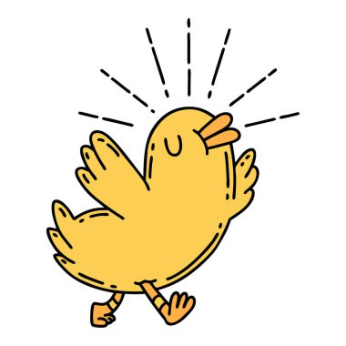 Geleneksel dövme stili mutlu kuşun çizimi