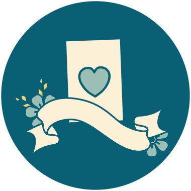 kupa ası sancağıyla dövme stili simgesi