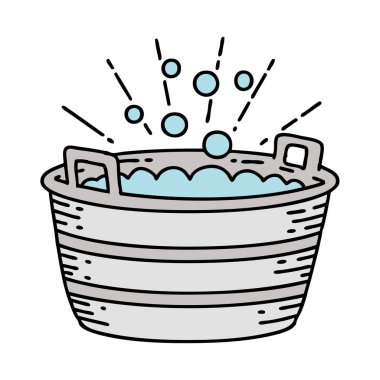 Geleneksel dövme tarzı teneke banyosu.