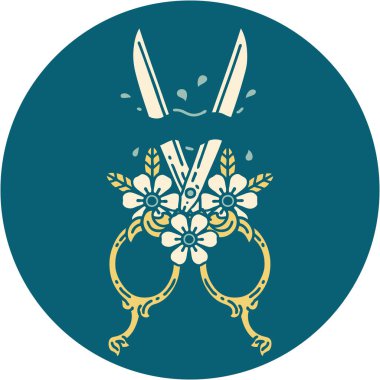 Berber makas ve çiçeklerin ikonik dövme görüntüsü