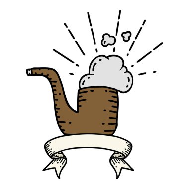 Dövme stili sigara piposu olan kaydırma pankartı