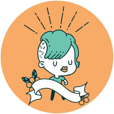 Dövme stili hipster kız ikonu