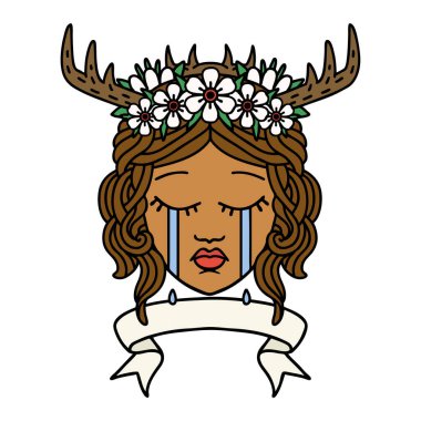 Retro Dövme Tarzı Sancaklı Ağlayan İnsan Druid