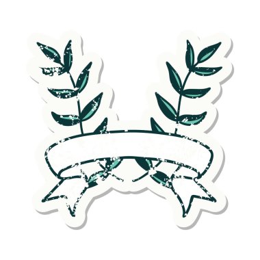 Üzerinde defne işareti olan eski bir etiket.