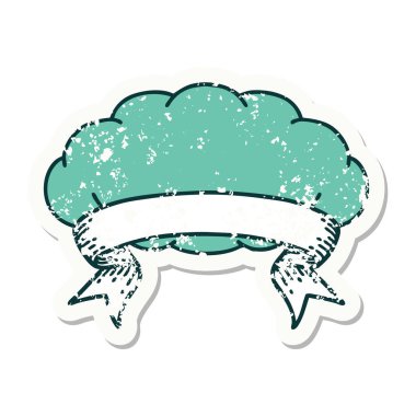 Gri bulutlu eski bir etiket