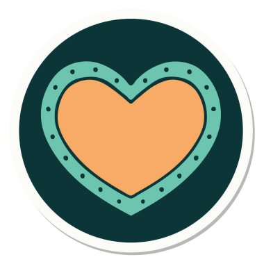 Dövme çıkartması geleneksel bir kalp tarzında.