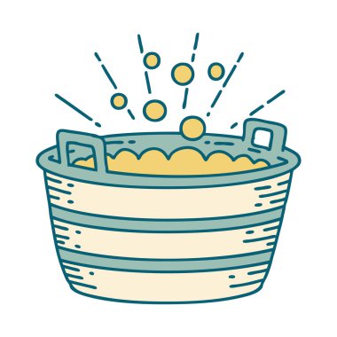 Geleneksel dövme tarzı teneke banyosu.