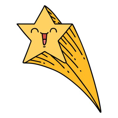 Geleneksel dövme stili kayan yıldız çizimi