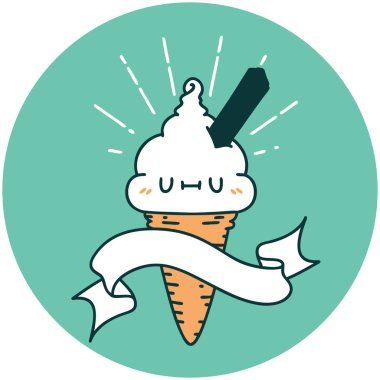 Dövme stili dondurma karakterinin simgesi