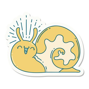 Dövme stili mutlu salyangoz çıkartması.