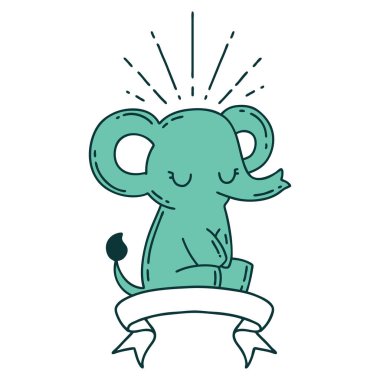 Dövme tarzı şirin filli parşömen.