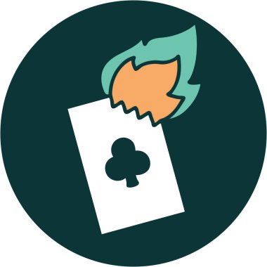 Yanan bir kartın ikonik dövme tarzı görüntüsü