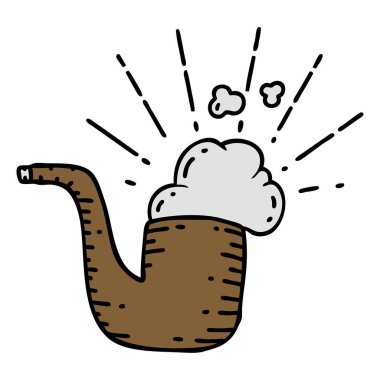 Geleneksel dövme stili sigara piposunun çizimi