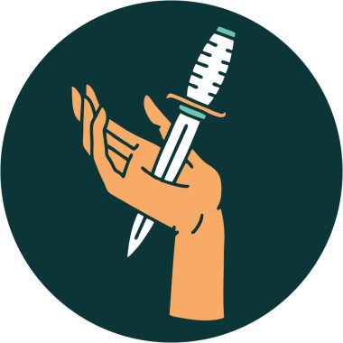 Elinde hançer resmi olan ikonik dövme.