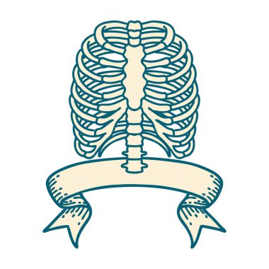 Göğüs kafesi sancağıyla geleneksel dövme.