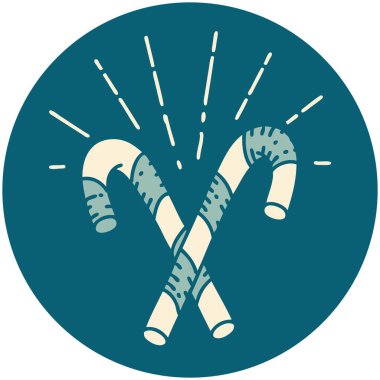 Dövme stili baston şeker ikonu