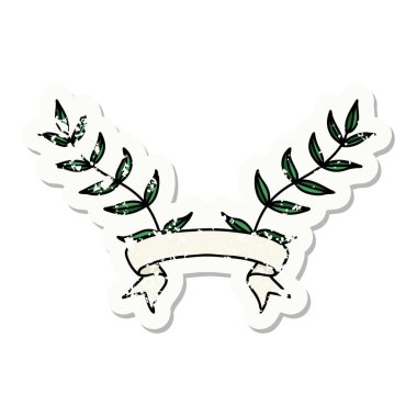 Yaprak sancağı olan eski bir etiket.