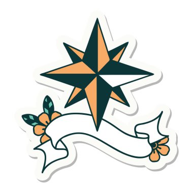 dövme stili etiketi bir yıldızın sancağı ile