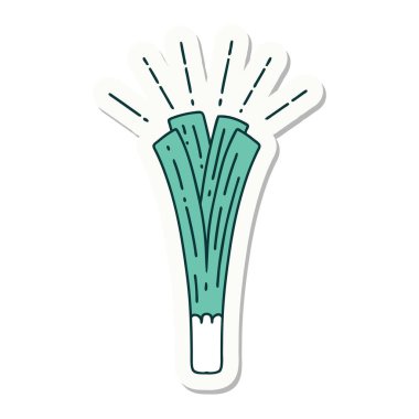 Pırasa dövmeli çıkartma.