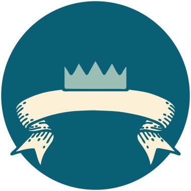 bir taç pankartıyla dövme biçimi simgesi