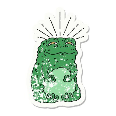 Dövme stili bir karaktere ait eski bir çıkartma.