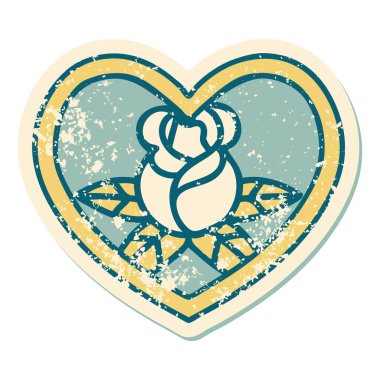 Bir kalp ve çiçeğin sembolik kederli dövme görüntüsü