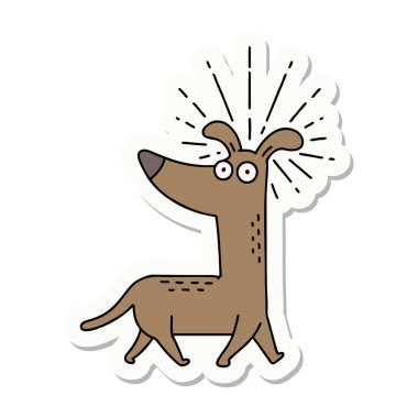 Dövme stili süpriz köpek çıkartması.