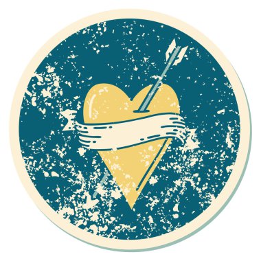 ok kalbi ve pankartın sembolik dövmeli görüntüsü