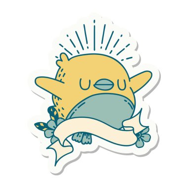 Dövme stili kanat çırpan robin çıkartması