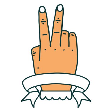 Retro Dövme Tarzı Zafer bayrak ile el hareketi