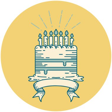 Dövme stili doğum günü pastasının simgesi