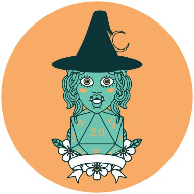 Yarı Ork cadı karakterinin doğal 20 zarlı ikonu