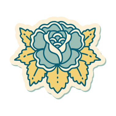 Geleneksel gül stiliyle dövme çıkartması