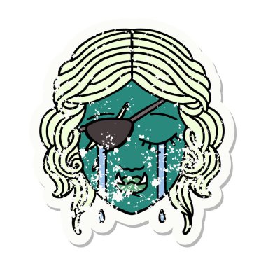 Retro Dövme Tarzı Ağlama Yarı Ork serseri karakter yüzü