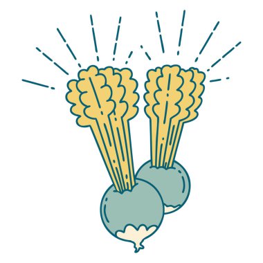 Yapraklı geleneksel dövme pancarının çizimi