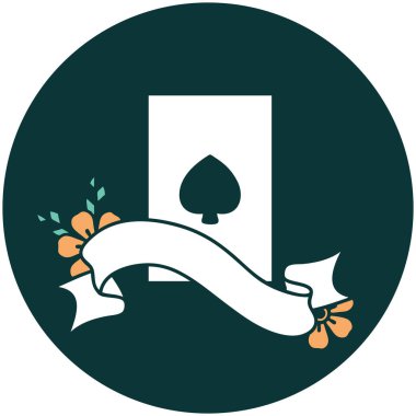 maça ası sancağıyla dövme biçimi simgesi