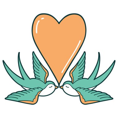 Kırlangıçların ve bir kalbin ikonik dövme görüntüsü