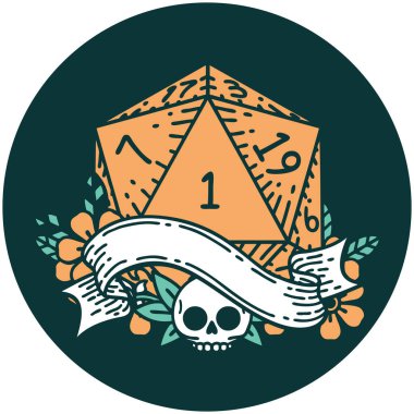 Doğal bir d20 zar atma simgesi