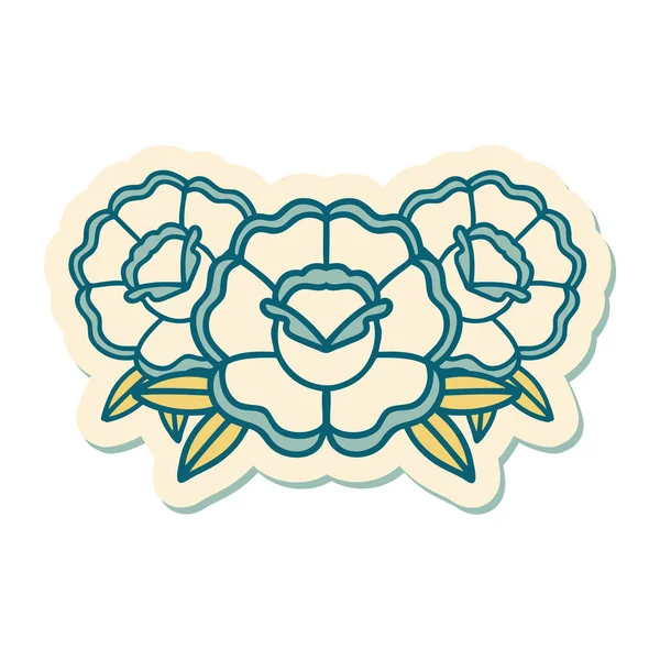 Autocollant Tatouage Dans Style Traditionnel Bouquet Fleurs — Image vectorielle