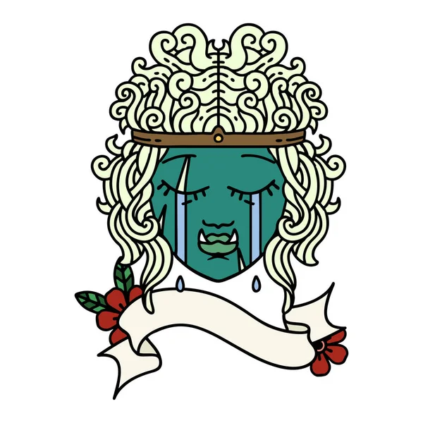 Ретро Татуювання Стиль Плаче Орк Варварський Персонаж Обличчя — стоковий вектор