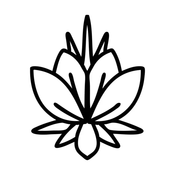 Tattoo Black Line Style Water Lily — Stock Vector
