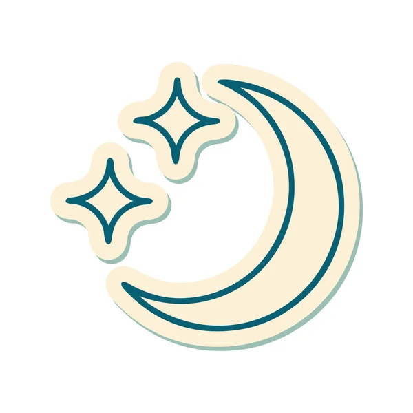 Autocollant Tatouage Dans Style Traditionnel Une Lune Des Étoiles — Image vectorielle