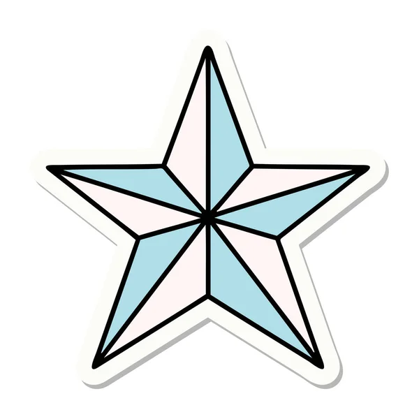 Sticker Tattoo Traditional Style Star — Stock Vector