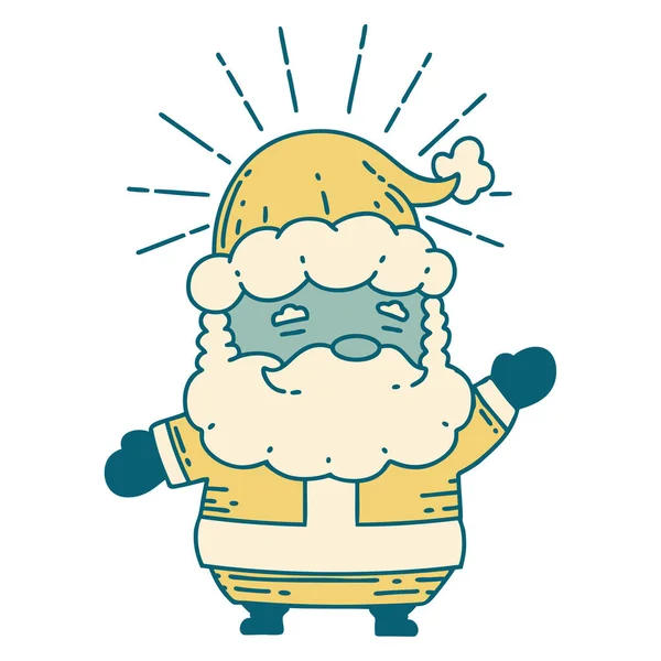 Ilustración Tatuaje Tradicional Estilo Santa Claus Carácter Navidad — Vector de stock