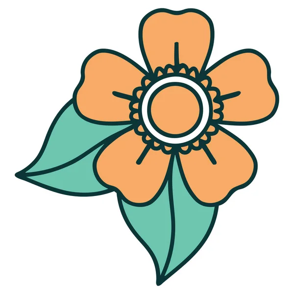 Image Emblématique Style Tatouage Une Fleur — Image vectorielle